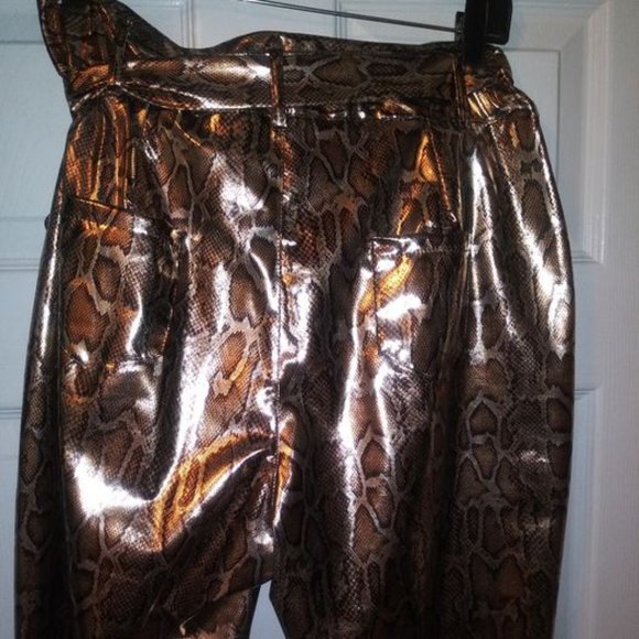 XL FAUX LEATHER PYTHON SNAKE PRINT PANTS - Picture 4 of 4